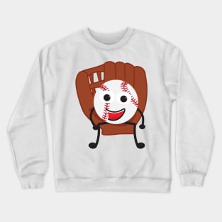 Cute Cartoon Baseball Ball and Glove Crewneck Sweatshirt